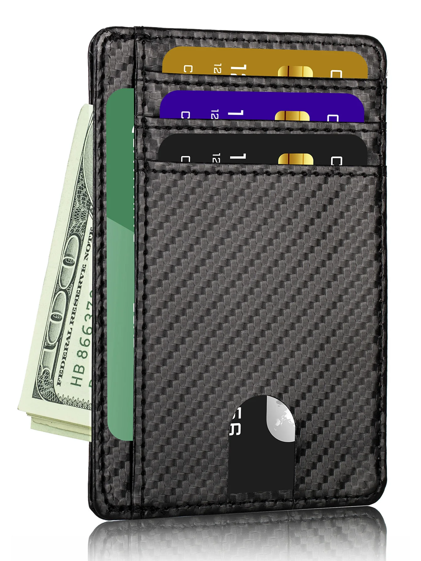 Travel Minimalist Slim Front Pocket Wallet, RFID Blocking Credit Card Holder