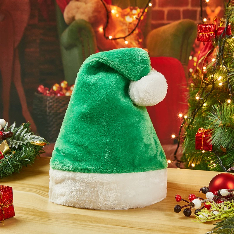 Christmas Santa Hat for Adults Velvet Comfort Christmas Hats Extra Thicken Classic Fur New Year Festive Holiday Party Supplies