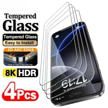 4 Pezzi Protezione Schermo HD per iPhone 17 16 Pro Max 16e Air, Vetro Temperato per iPhone 15 14 13 12 11 Pro Max XR XS