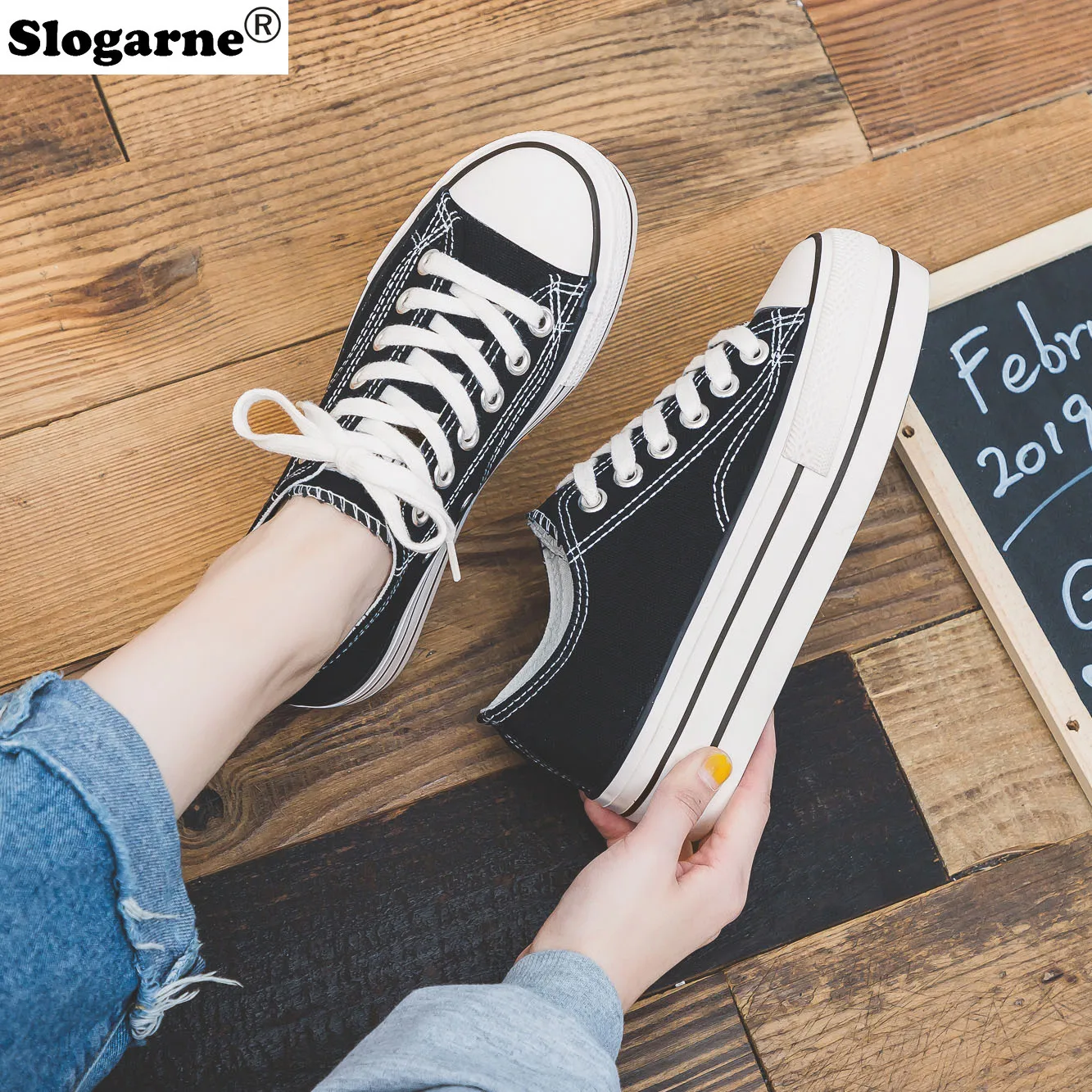 New Students High Sole Canvas Shoes Women Thick Sole