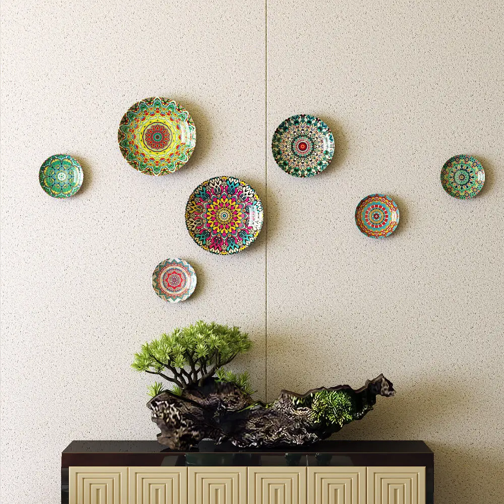 Ceramic Decorative Hanging Plate Wall Decoration Bohemian Moroccan Auspicious Festive Hanging Plate Wall Haning Plate ZD949 3