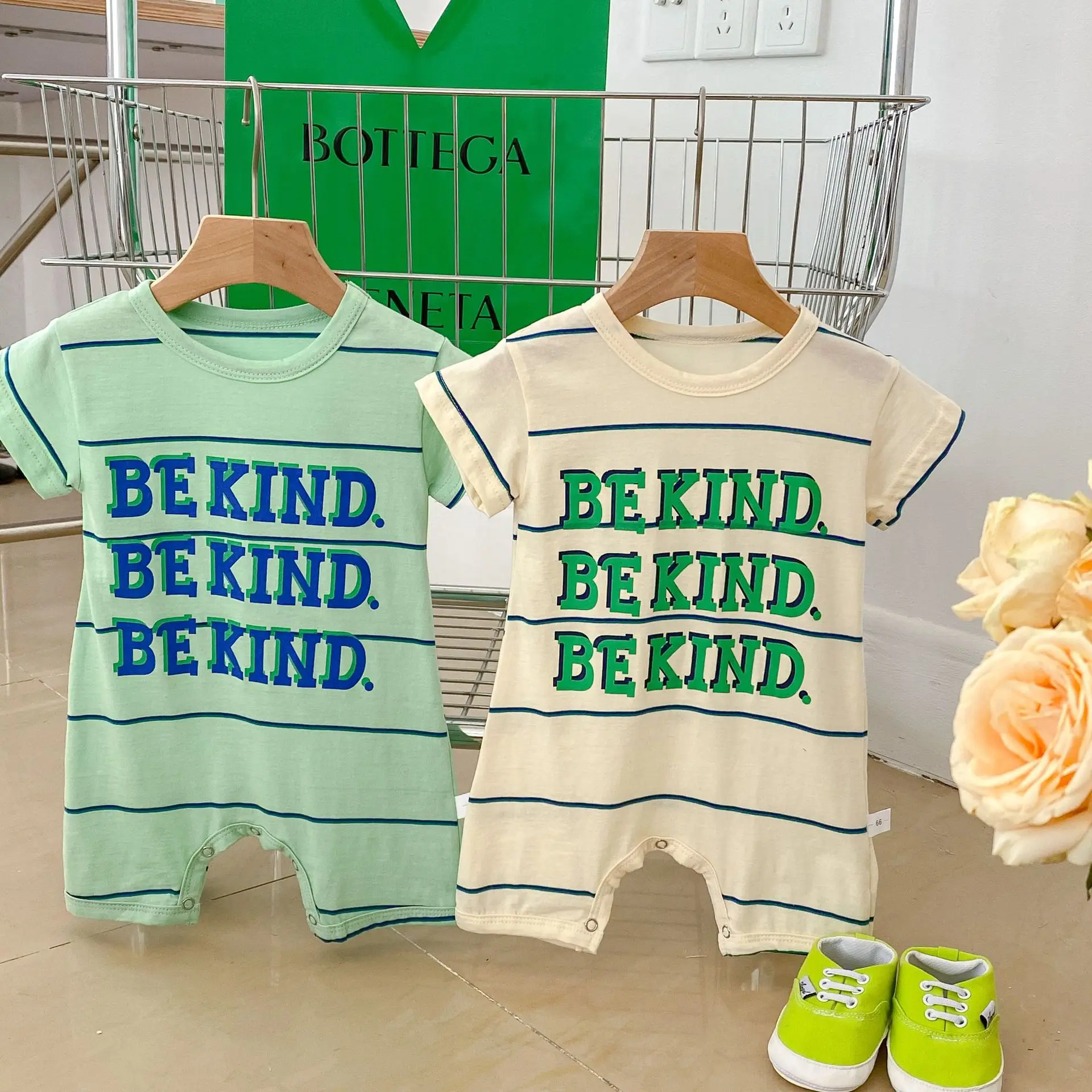 

2023 Summer New Baby Boys Short Sleeve Romper Cotton Striped Letter Print Infant Boy Jumpsuit Toddler Girls Boy Casual Clothes