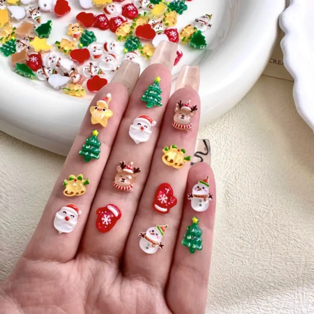 

10Pcs Mini Christmas Nail Art Decoration Kawaii Cute Press-on Nails Nail Parts Accessories DIY Kawaii Cartoon Nail Art Ornaments
