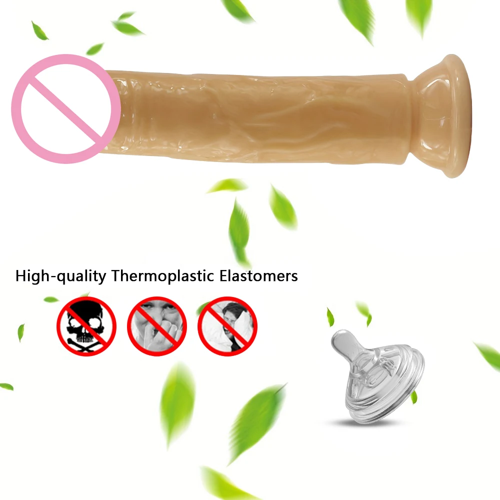TPE Realistic Jelly Penis Dildo with Suction Cups Hand Washable TPE Anal Plugs Non-Powered Adult Sex Toys 1PC