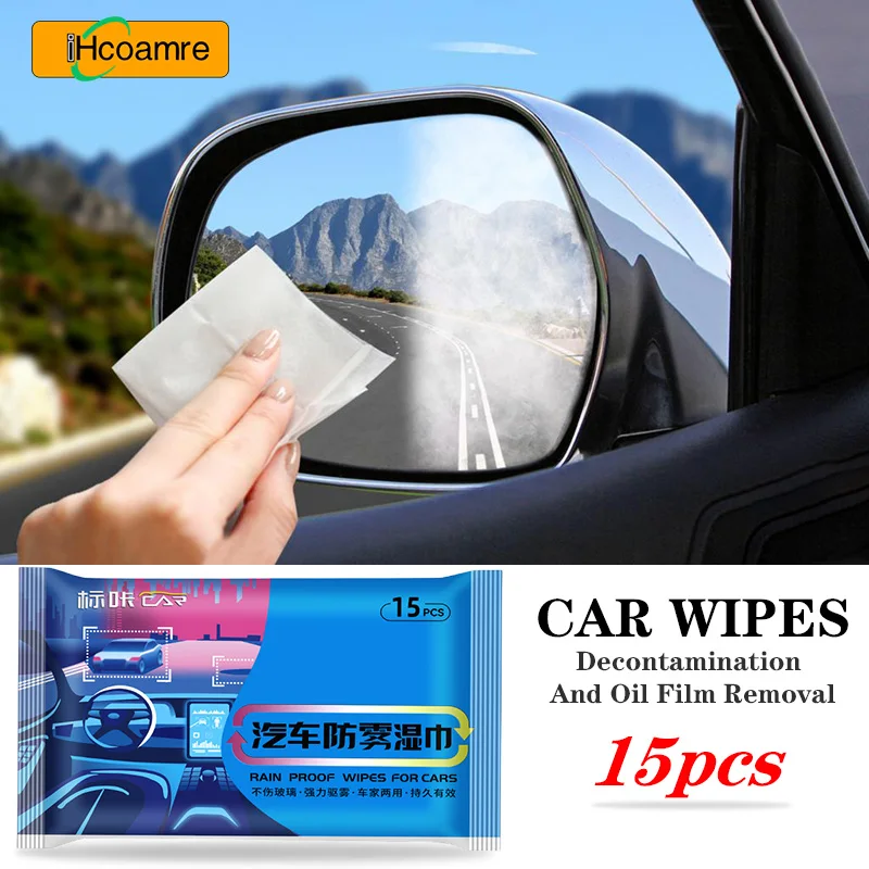 15pcs Car Glass Decontamination and Oil Film Removal Wipes Windshield