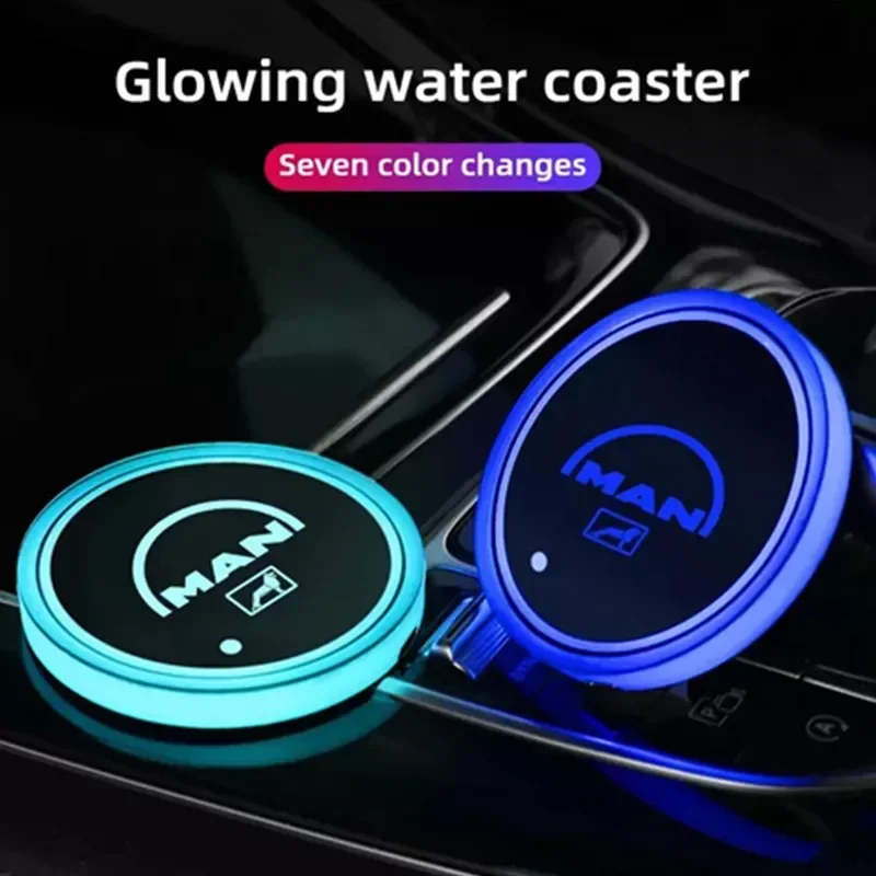 2Pcs Car Light-Up Mug Sottobicchieri 7 Colori Colorful Car Led Atmosphere Lights For Man Tgx Tgm Tgs Tge Ambience Light