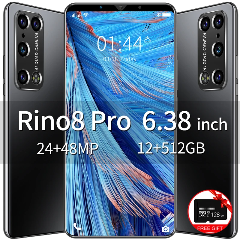 Global Version HD Camera 6.38 Inch Rino8 Pro Smartphone 12GB+512GB 5000mah Cellphone Android 10.0 4G/5G Network | Мобильные телефоны