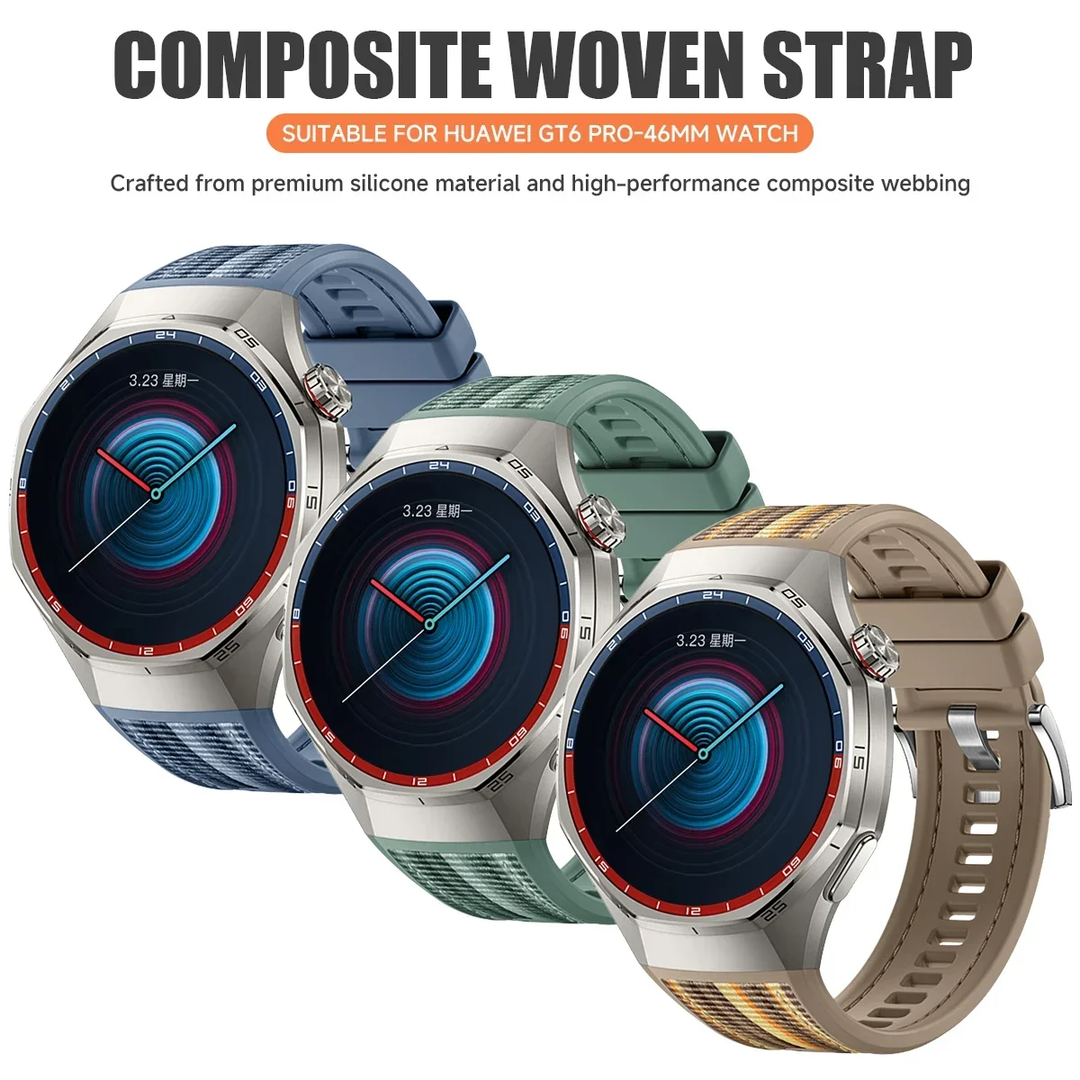 Official Nylon Woven Silicone Sport Breathable Watch Band - Replaceable Belt