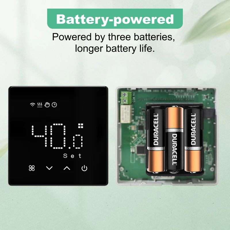 เทอร์โมสตัทอัจฉริยะ Tuya ใช้พลังงานแบตเตอรี่ เชื่อมต่อ Wifi สำหรับหม้อต้มน้ำร้อน ควบคุมอุณหภูมิด้วย Alexa และ Google Home 1