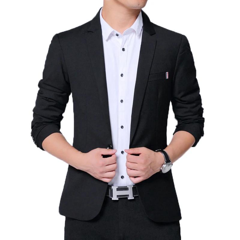 BROWON 2025 New Spring Autumn Men Suit Jacket Mens Korean Slim Fit Solid Color Smart Casual Work Clothing Men's Suits Blazers