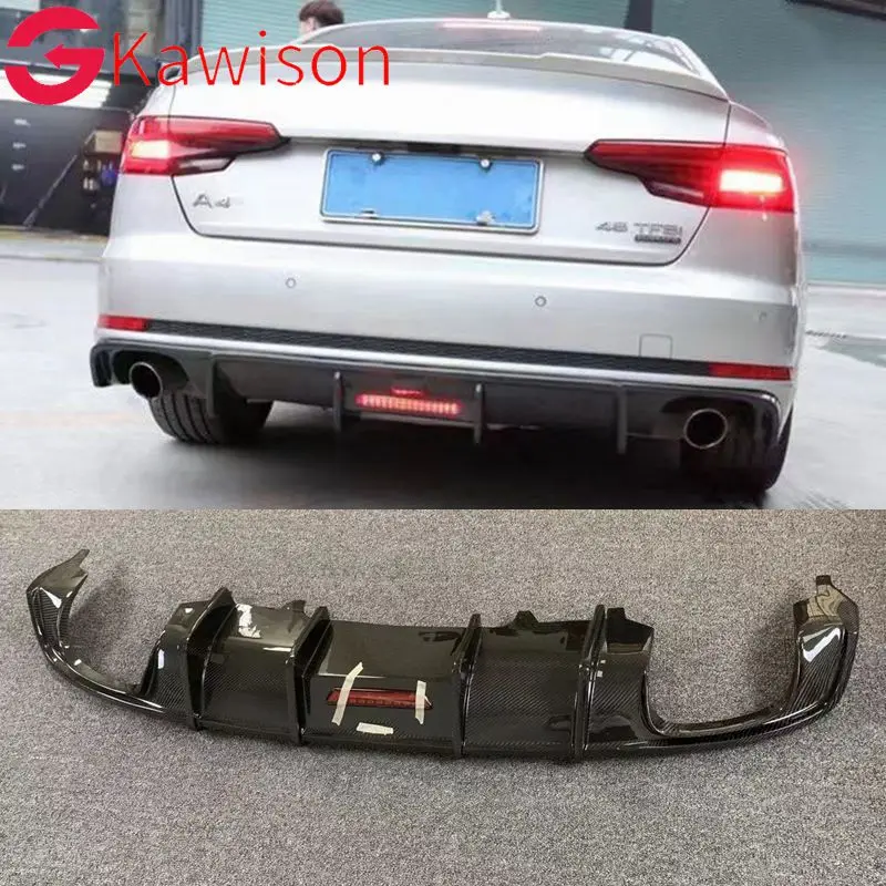

For Audi A4 S4 B9 Sports Version 2017 2018 2019 2020 Carbon Fiber Rear Lip Spoiler Bumper Diffuser Car Accessories