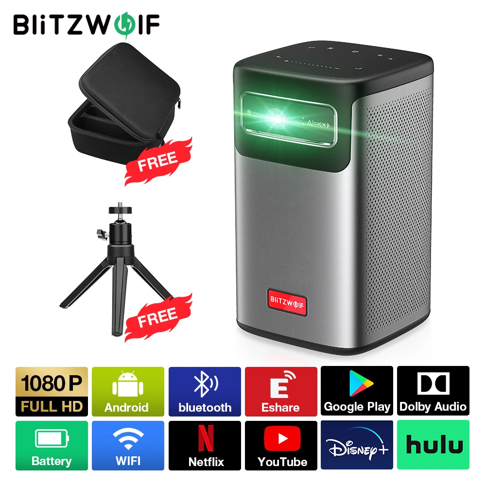 Blitzwolf BW-V2 Projecteur / Mini Projecteur avec Android 9.0 et