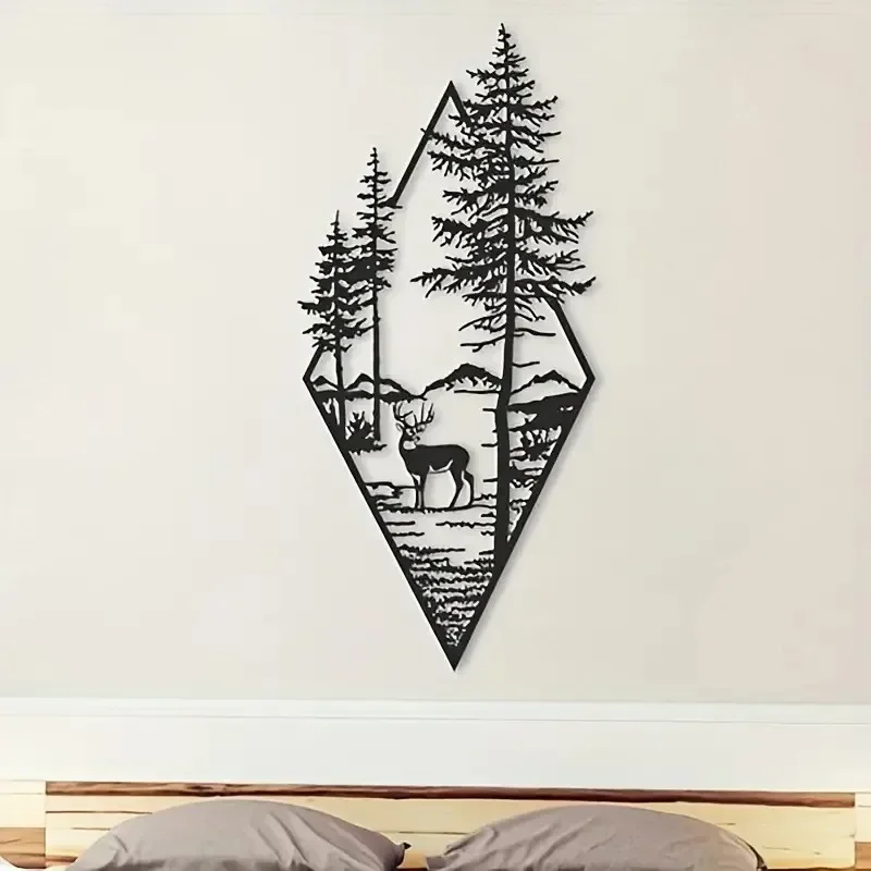 Mountain Wall Art Mountain & Waterfall Metal Ornaments Home Decor Home Decor Modern Art Wall Ornaments Living Room Decoration 4