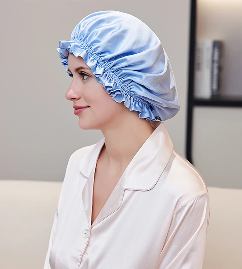 Natural silk cap designed to reduce friction during sleep
