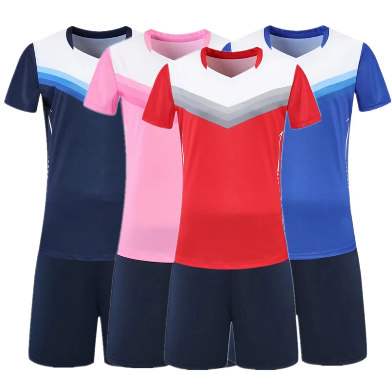 Short Sleeve Volleyball Uniform Women Volleyball Shirt Shorts Female Jersey Suit Training Running Athletic Sportswear