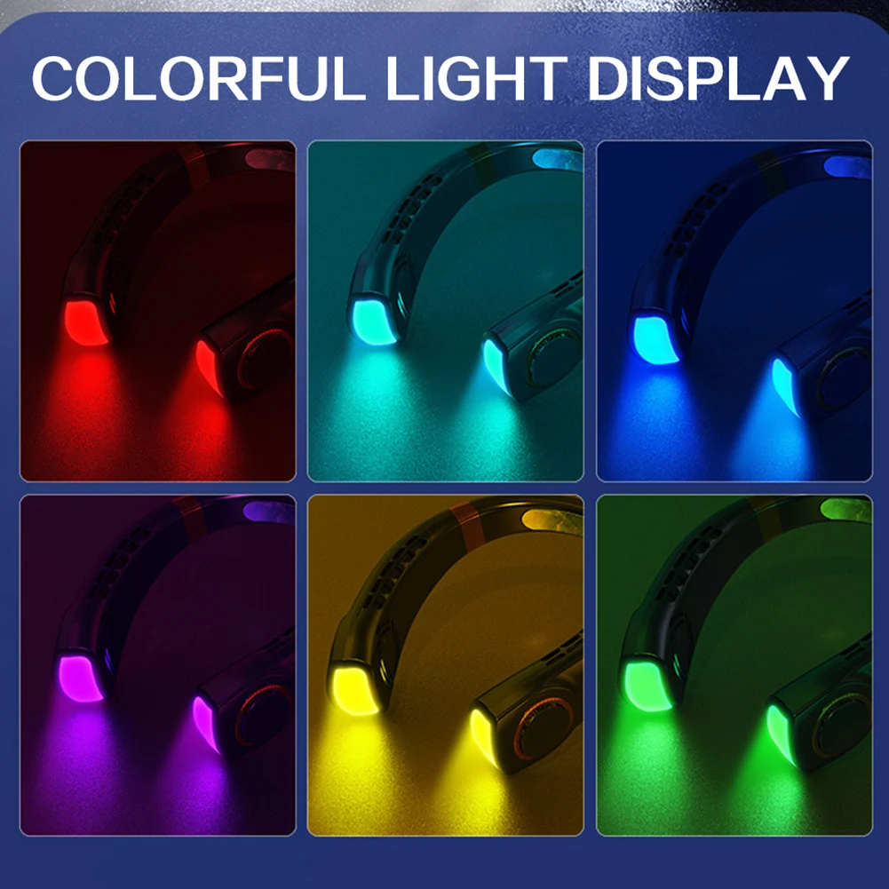 1800mAh USB Hanging Neck Fan Portable Bladeless Mini Rechargeable Mute LED Digital Display 5 Speed Electric Air Cooler Handheld