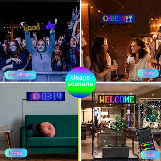 Panneau lumineux Flexible intelligent et Programmable, yeux du diable, pour voitures, contrôle par application, écran d'affichage matriciel LED, lumière défilante pour messages 6