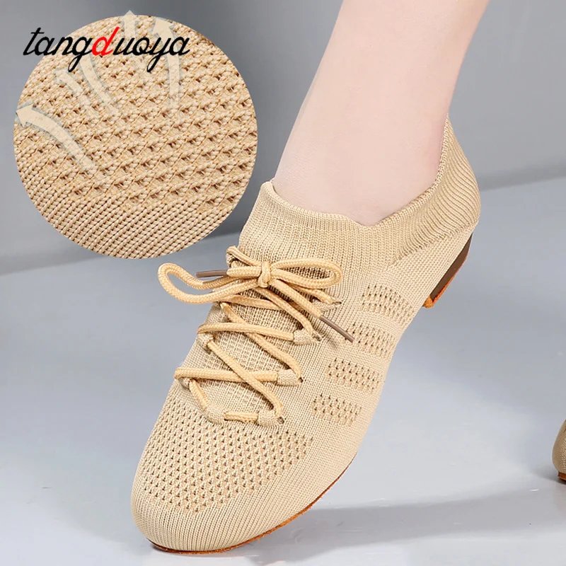 

Women Jazz Shoes Ballroom Yoga Ballet Latin Dance Shoes Breathable Soft Flying Mesh Flat Practice Modern Children Dance Sneakers