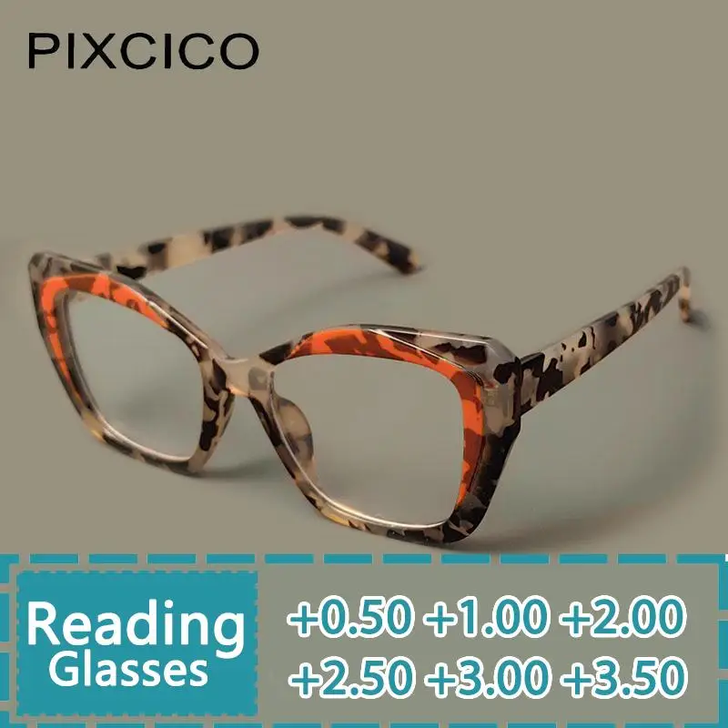 

R56881 Women Fashion Cat Eye Reading Glasses Popular Tr90 Leopard Clear Eyewear Trend Presbyopic Eyeglass Dioptric +0.50~+3.50