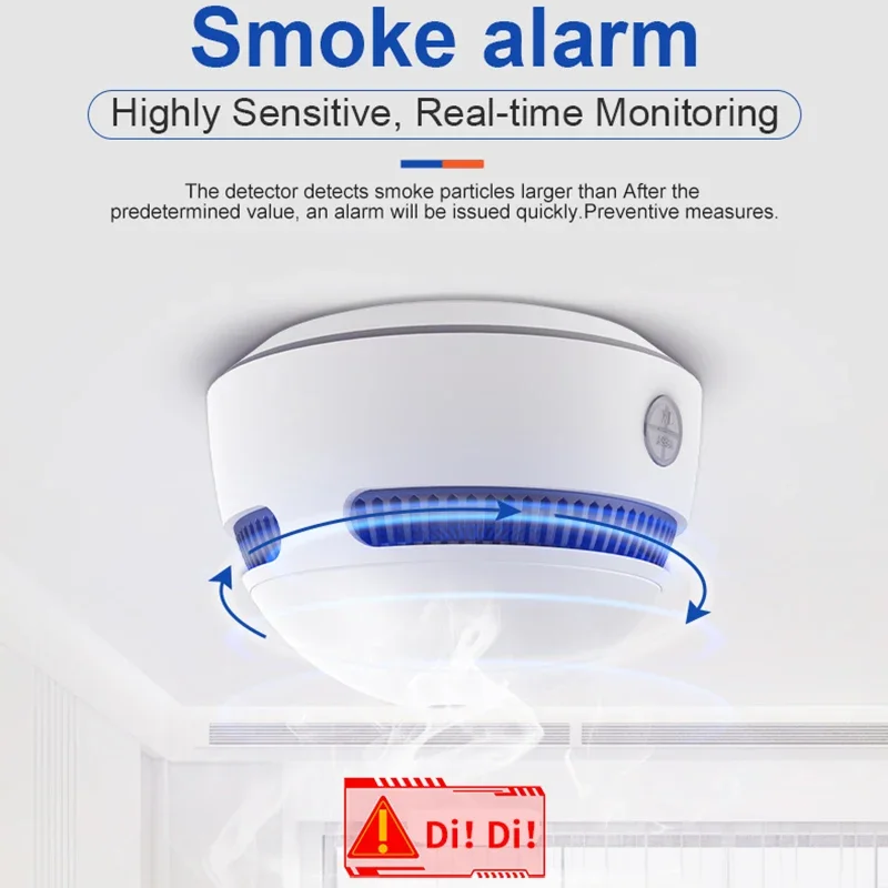 Tuya Smart WiFi Smoke Detector 10 year Lithium Battery Operated Wireless Photoelectric Fire Protection