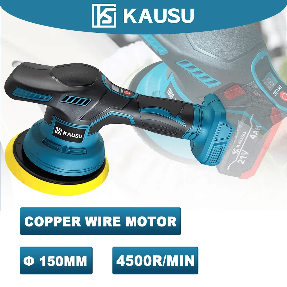 KAUSU Digital Display Electric Polisher Cordless Automotive Car Polishing Auto Waxing Rotary Tool Makita 18V Battery No Battery