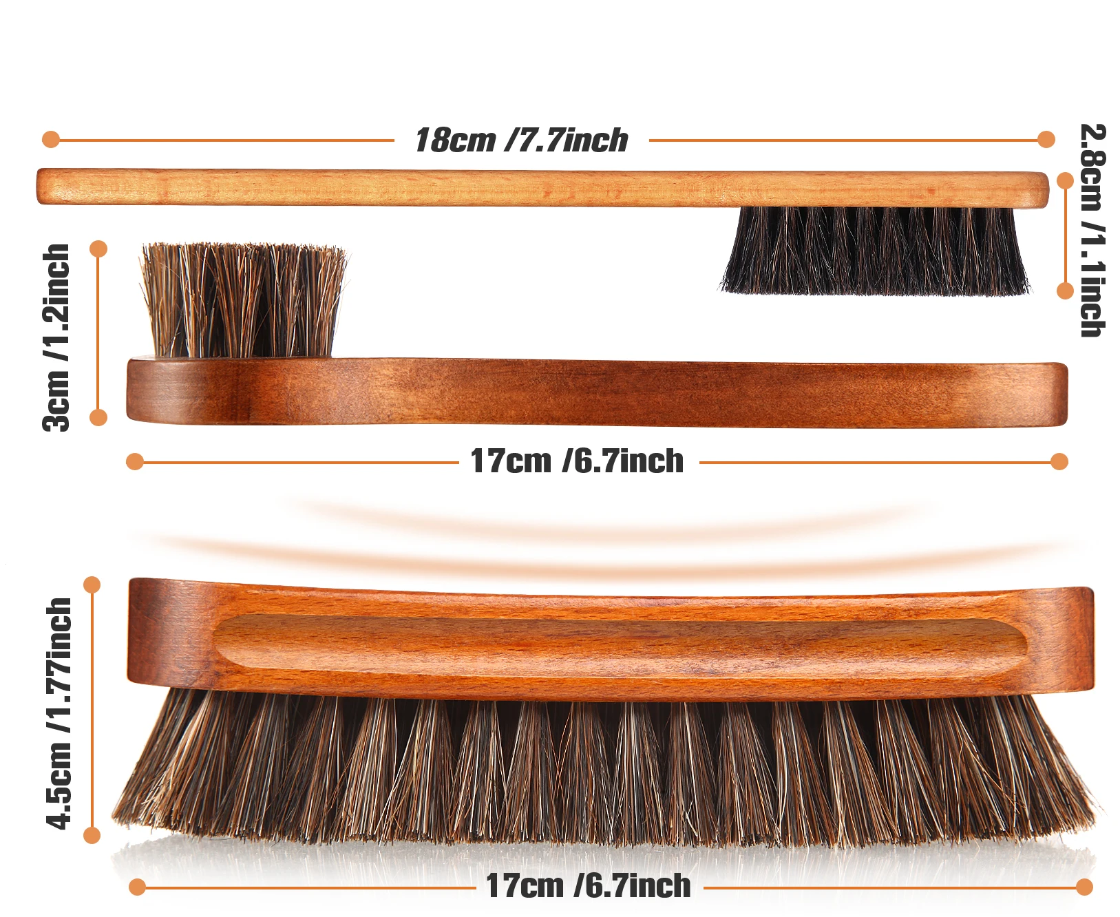 Horsehair Gloss shoe brush Kit Polishing Applicator Clean shoe Boot care brush Suede cleaning brushCar interior detail cleaning 3