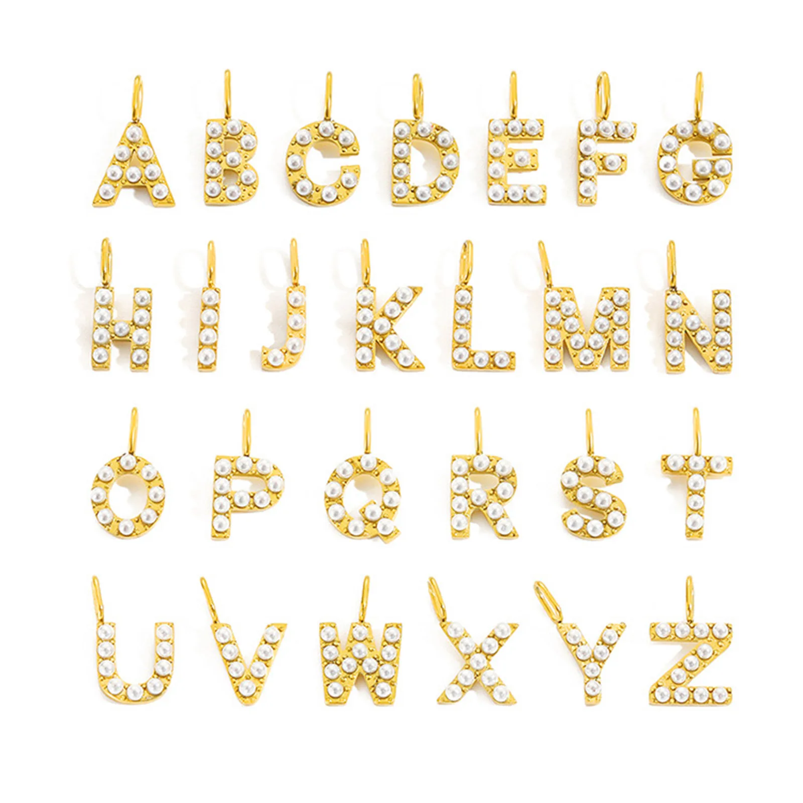 

1pc 304 Stainless Steel Charms Acrylic Imitation Pearl With 10mm Jump Rings Letter Pendants DIY Necklace Women Jewelry Findings