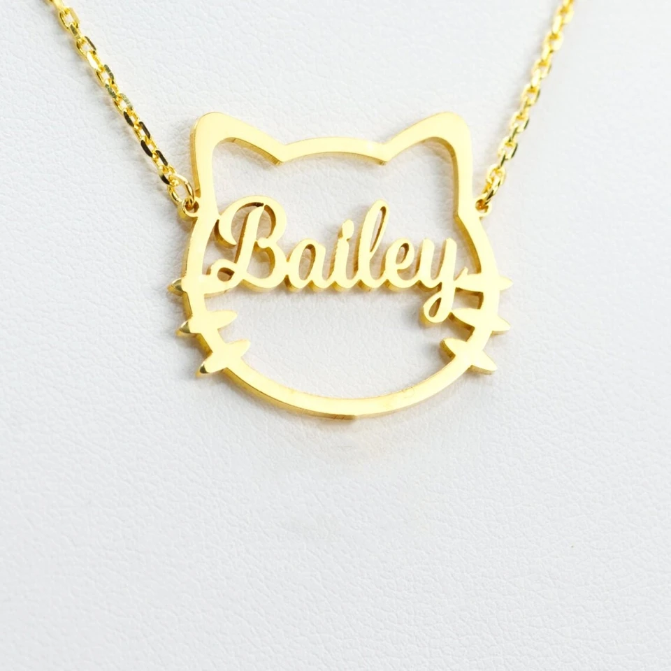 Collana donna in argento con gatto e zirconi neri 371BMD