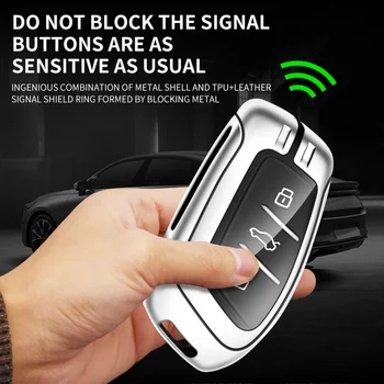 Custodia per chiave a distanza per auto in lega di zinco Shell per MG ZS HS EV MG5 MG6 EZS EHS per accessori Fob di protezione Roewe RX5 I5 I6 RX3 RX8 - Custodia per chiave a distanza per auto in lega di zinco Shell per MG ZS