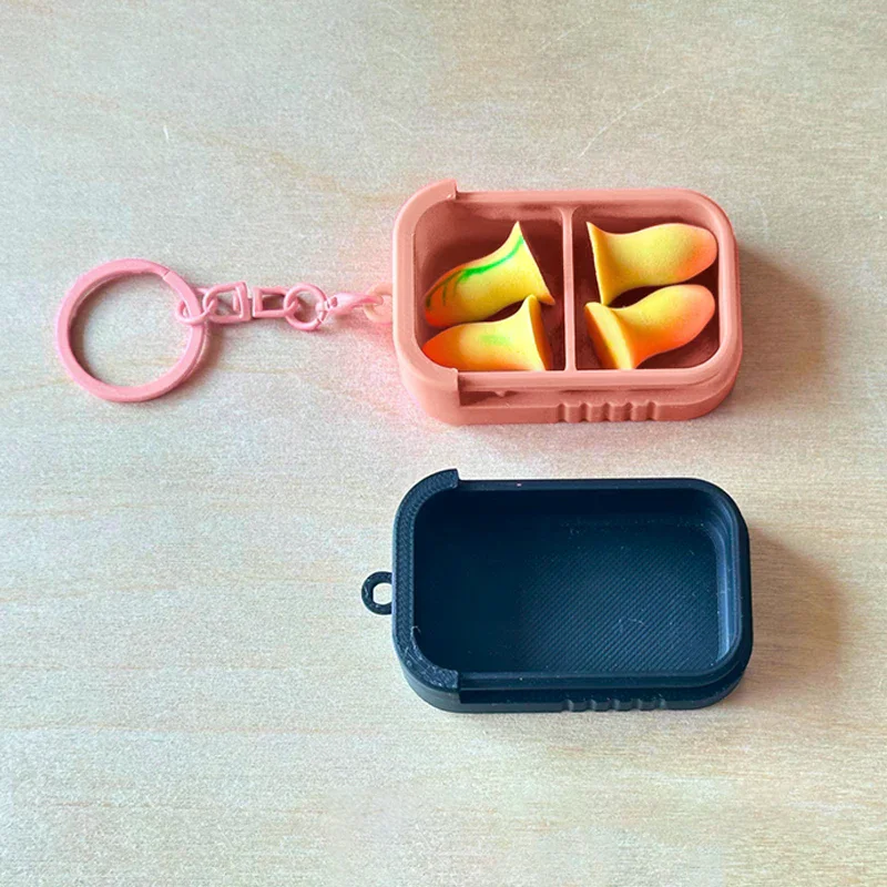 Mini Earplugs Storage Box With Keychain Portable Ear Plug Holder Container For Jewelry, Vitamins, Earring Pills, Small Items