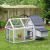 65" Chicken Coop Wooden with Detachable Run, Outdoor Chicken House Poultry Cage Hen with Nesting Box, Removable Tray, 2