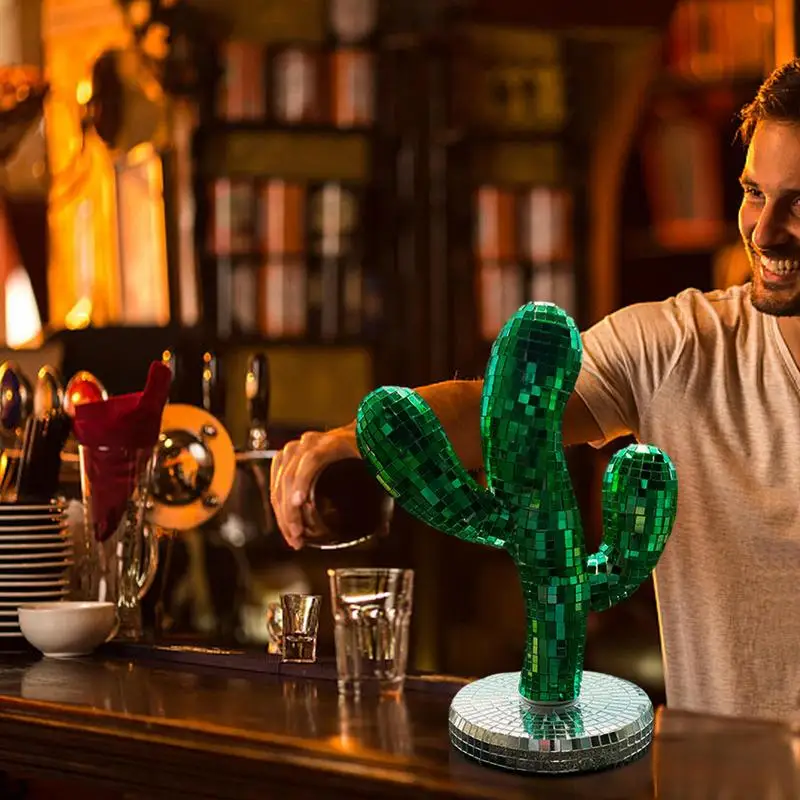 

Cactus Ornament Toy Disco Mirror Cactus Figurine Home Decoration Reflective Cactus Plant Desktop Decor For Bar Party Nightclubs