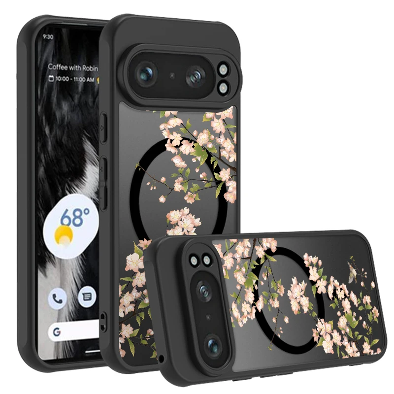 Matte Magnetic Purple Flowers Phone Case with Magsafe Wireless Charging Compatibility