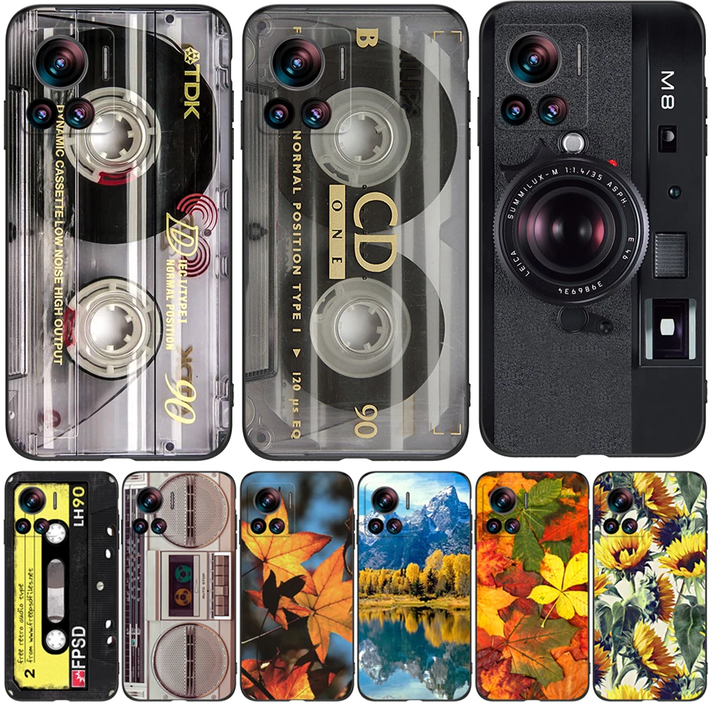 Per Motorola Moto Edge 30 Custodia Ultra 5G Cover Posteriore Telefono Custodia Morbida In Silicone Nero Tpu Retro Old Tape Cassette