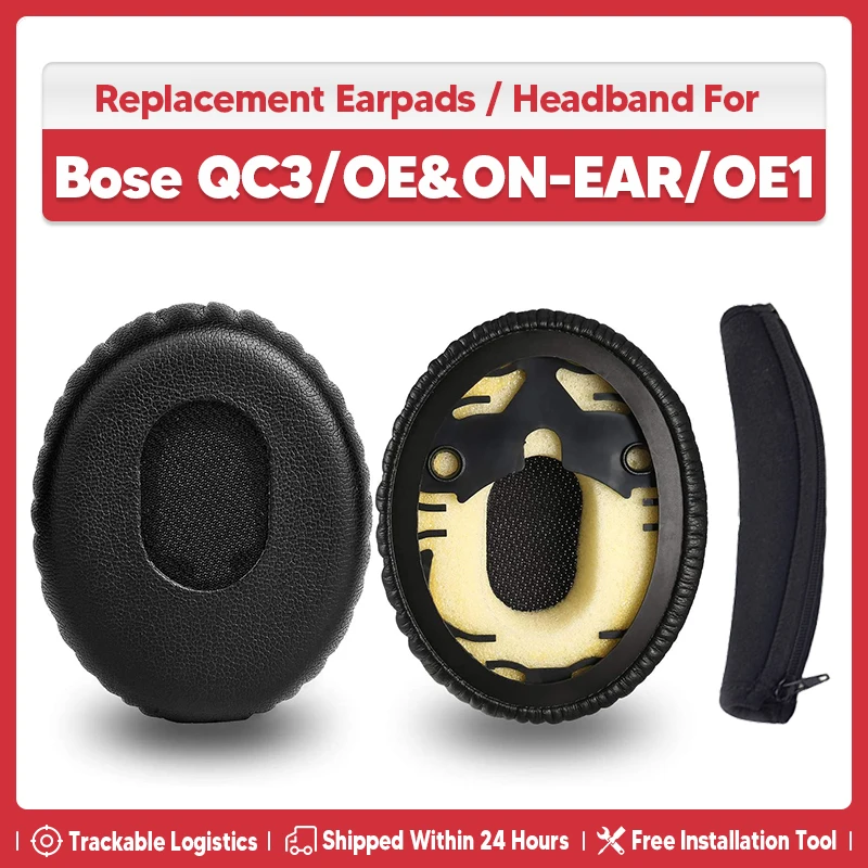 

QC3 Ear Pads Replacement Protein Leather Memory Foam Earpads Headband Parts for Bose QuietComfort 3 QC3 OE1 On-Ear Headphones