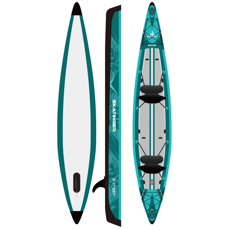 Skatinger Pieghevole Gonfiabile Gonfiabile Full Drop Stitch Kayak Con Foro Di Scarico