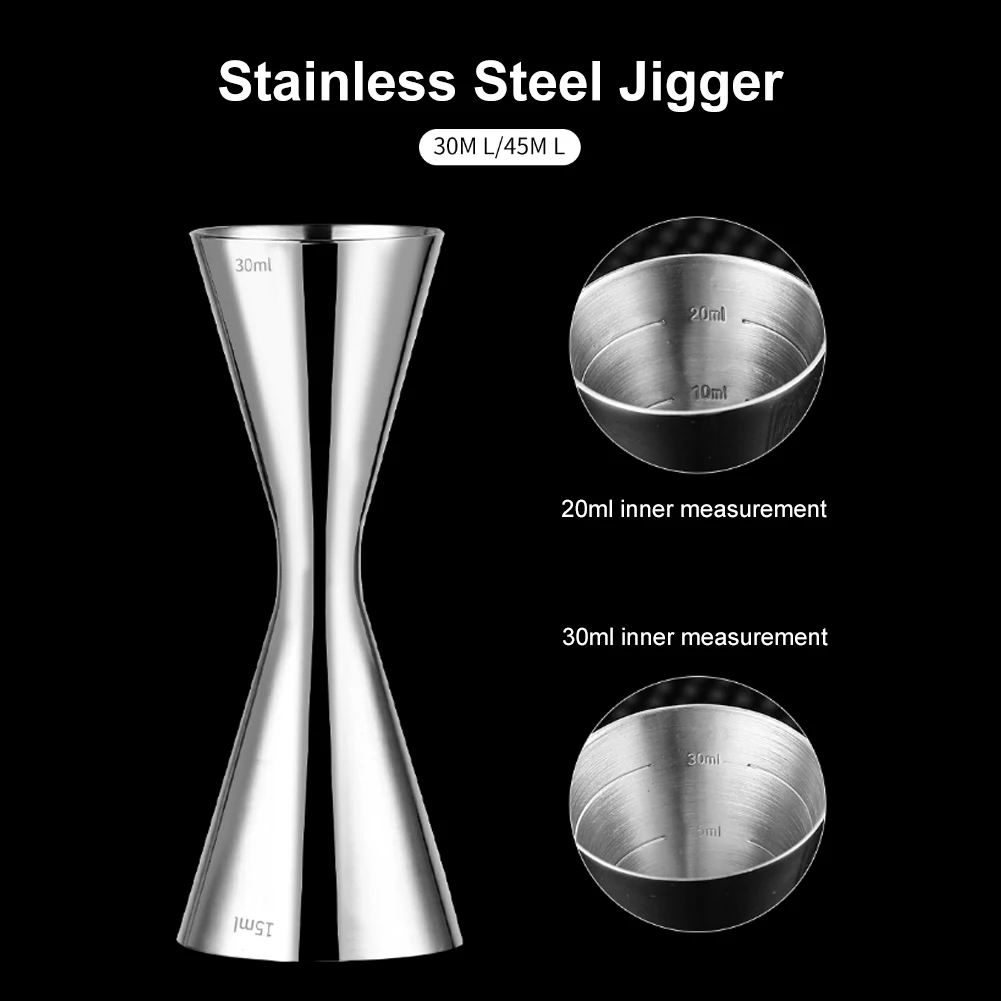 Description Picture 5 of item30/45ml Jigger for Bartender Stainless Steel Cocktail Jigger with Measurements Double-Headed 1/2oz for Home Bar Party Club Tool