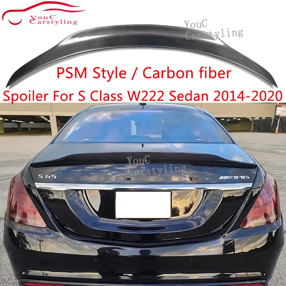 

W222 PSM Style Carbon Fiber Trunk Boot Spoiler for Mercedes S Class W222 4-door Sedan 2014-2020 S350 S400 S450 S500 S600