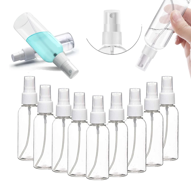 10Pcs 10ml-120ml Empty Portable Clear Plastic Spray Bottles Fine Mister Travel Spray Containers For Perfume Essential Oil Liquid