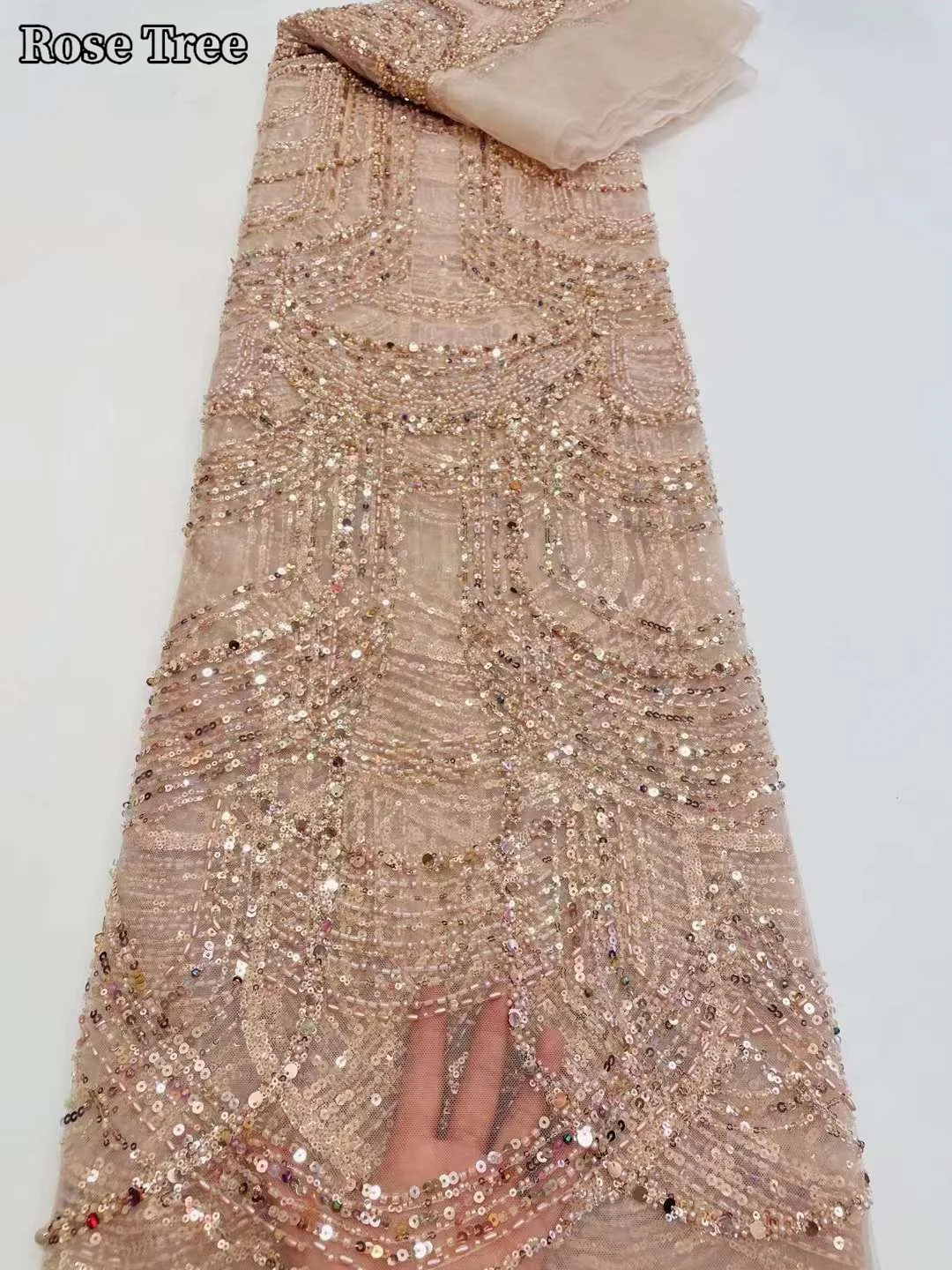 

Новейшая французская кружевная ткань 2024, кружевная ткань из бисера, кружевная ткань, 5 ярдов, Роскошные свадебные платья для женщин