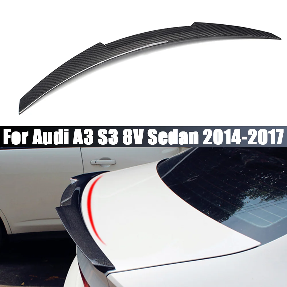 

Glossy Black/Carbon Fiber Look Car Rear Trunk Boot Lip Spoiler Wing Lip For Audi A3 S3 8V Sedan 2014 2015 2016 2017 Car Styling