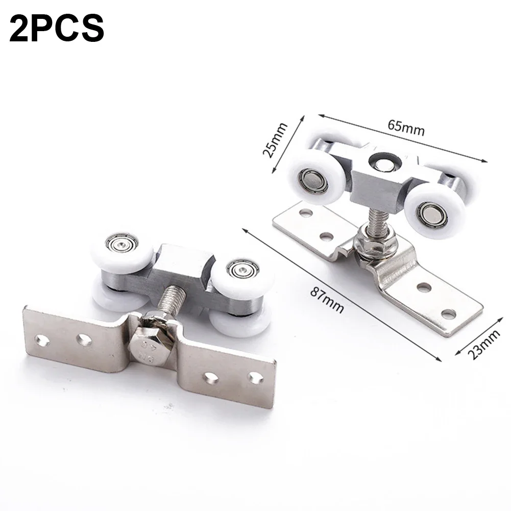 Description Picture 2 of item1 Pair Door Pulley Track Rail Hanging Pulley Glass Door Guide Mute Push And Pull Stainless Steel Wheel Sliding Door Pulley