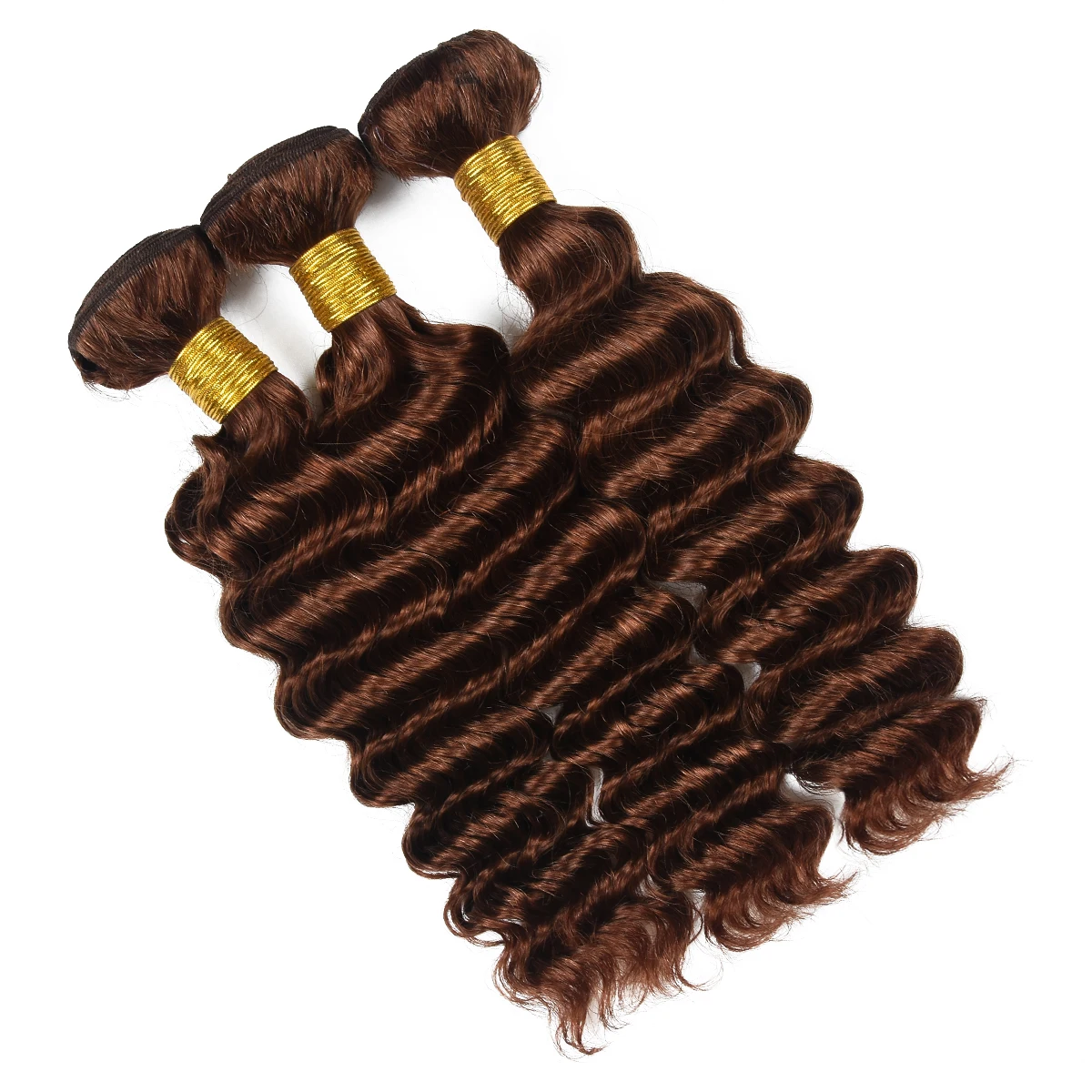 33# Deep Wave Human Hair Bundles Peruvian Remy Reddish Brown 1/3/4 Hair Bundles Deep Wave Human Extensions Weave