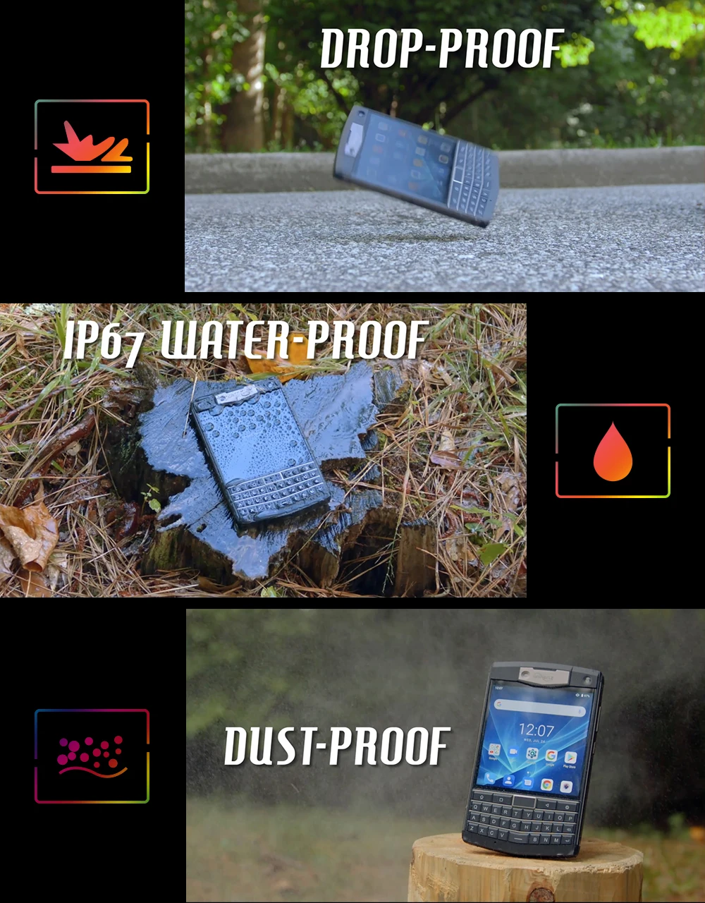 Unihertz Titan Android 10 Rugged Smartphone 6GB 128GB Octa Core Waterproof 6000mAh Battery Wireless Charging 16MP 4.6\