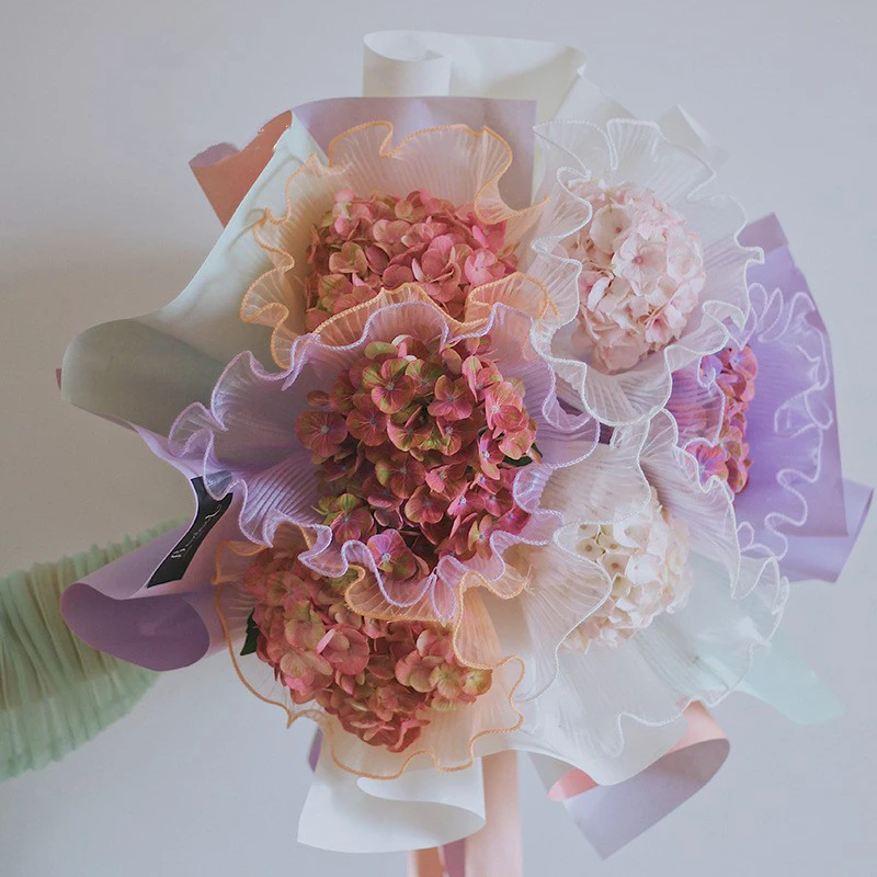 꽃 포장지 진주 웨이브 원사 부케 포장 안감 원사 메쉬 꽃, DIY 부케 선물 포장 용품, 28cm x 4m