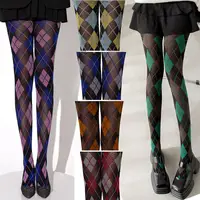 Collants femme Lingerie bas minces collants Plaid rétro cuisse haute bas collants bas de corps femme bonneterie 1