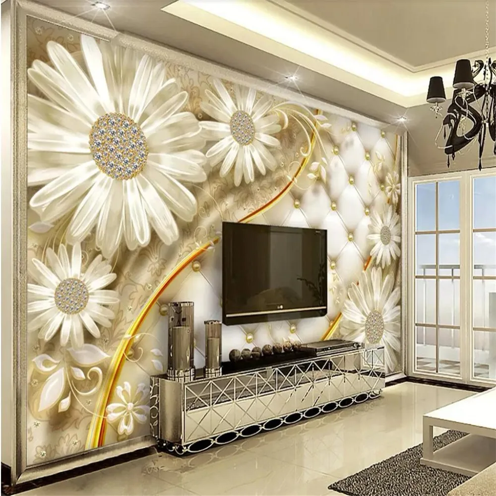 

beibehang custom Luxury jewelry Mural Wallpaper for Living Room Sofa Television Background Home Decor 3D wall papers home decor