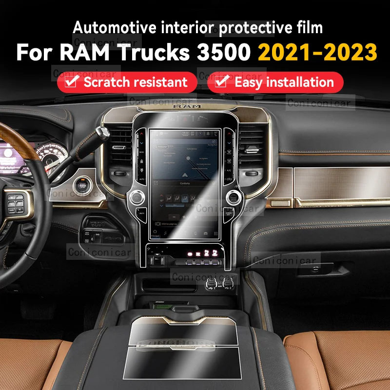

For DODGE RAM Trucks 3500 2021-2023 Gearbox Panel Dashboard Navigation Automotive Interior Protective Film TPU Anti-Scratch