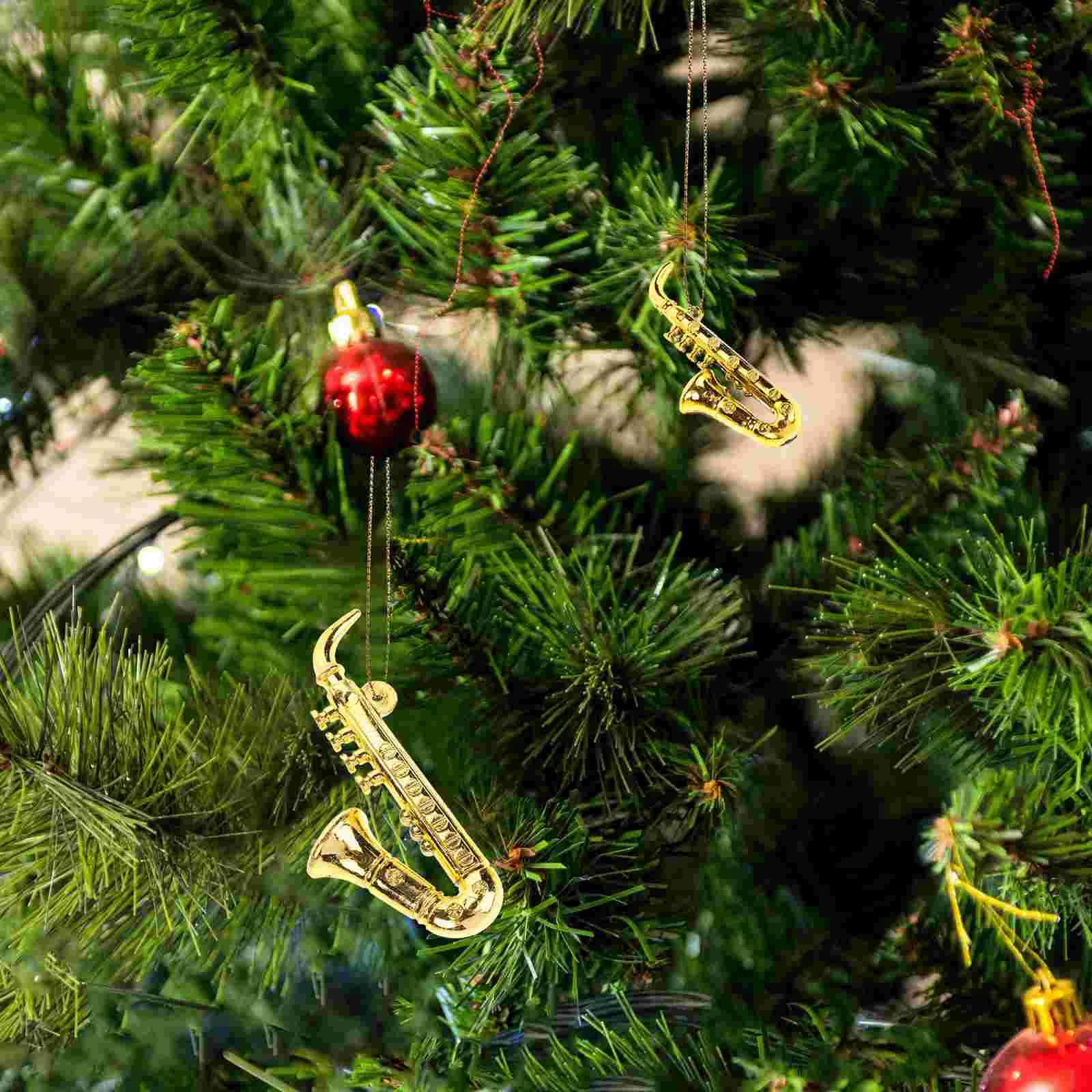 20 Pcs Saxophone Charm Xmas Tree Pendants Accessories Christmas Decor Supplies Plastic Musical Instruments Ornaments 6