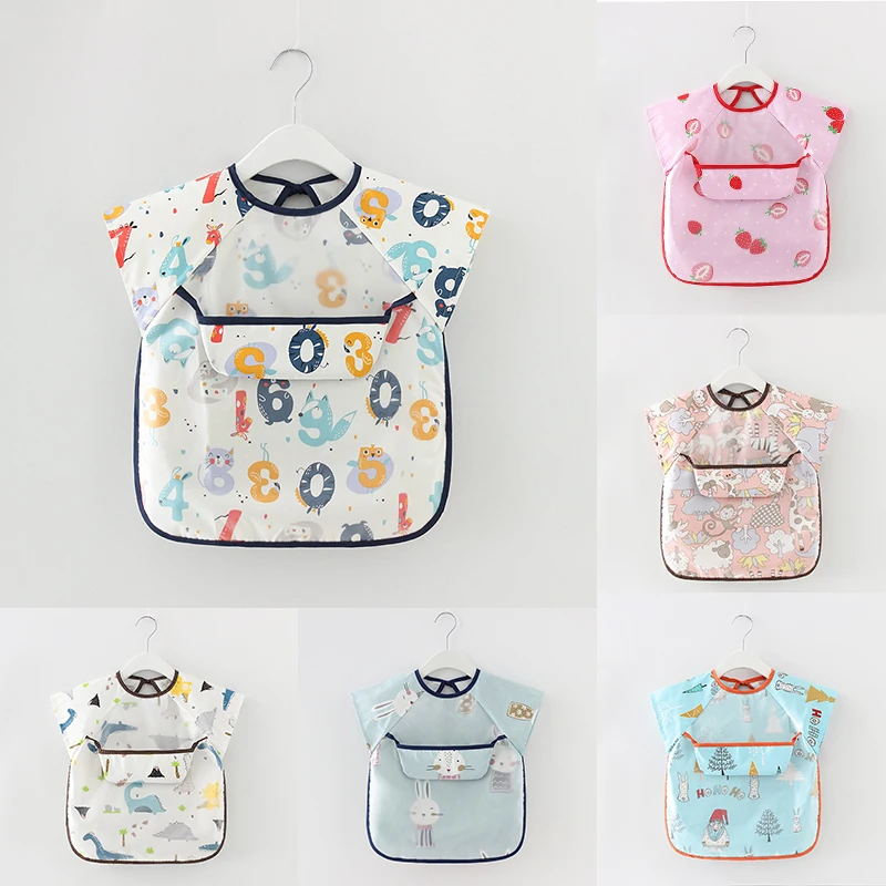 Summer Baby Bibs Adjustable EVA Waterproof Lunch Feeding Bibs Baby Cartoon Sleeveless Feeding Cloth Children Apron Bandana Cloth